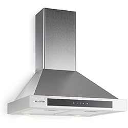 Klarstein Zelda - Hotte aspirante, 60 cm, 620 m³/h, Éclairage LED, Extérieur en inox, Montage mural, Filtre à graisse, Kit de montage, Puissance : 213W, Argent