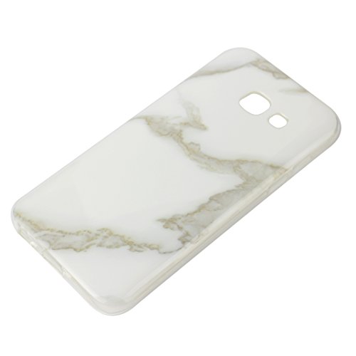 Galaxy A320F Hülle Silikon, Rosa Schleife Schutzhülle für>Samsung Galaxy A3 2017 Version< Ultra Dünn Slim Case Flexible Soft Weich TPU Silicone Backcover Bumper Schale Handyhülle mit Bunte Marmor Muster , Weiß Grau Marmor - 4