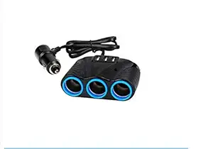 QAWACHH QAWACHH 3 USB Port 3 Way 3.1A Blue Led car Cigarette Socket hub Splitter Power Adapter 12v-24v for ipad Smartphone