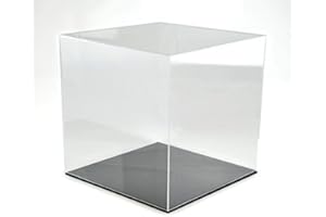 HANSEN WERBETECHNIK Hansen Vitrine Acryl/Schaukasten/Objektvitrine/Showcase quadratisch, 200x200x200 mm, mit schwarzem Boden