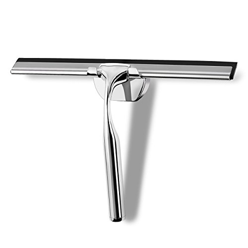 Parsion Fensterabzieher，Bad- und Duschabzieher Badezimmerwischer mit Wandaufhänger für Auto Fliesen Spiegel Duschtüren und Fenster, Edelstahl (Silber1)