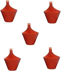 MOMS GADGETS Hanging Flower Pot Stands Plant (Red) - Set of 5