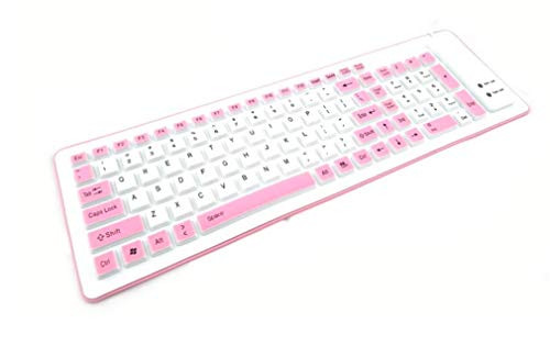 Preisvergleich Produktbild BIANJESUS Spiel-Tastatur-Laptop, der Die Wasserdichte Staubdichte Silikon-Überlauf-Widerstand-Mechanische Membran Bearbeitet Ergonomisches 103 Faltet,Pink