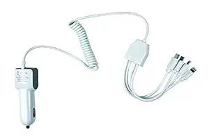 a2z ShopperStopper New Car Multi-Functional Universal Portable Dual USB Car Charger Adapter with 5 in 1 Multi pin Charging Cable for All Smartphones (iPhone+Type C+Microusb+Microusb- 2.1 A Output)