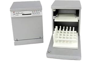 Melody Jane Maison de Poupées Argent Lave-Vaisselle Moderne 1:12 Échelle Appareil Meuble Cuisine