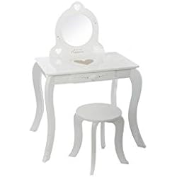 Coiffeuse blanche 60x40x91 cm avec tabouret