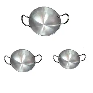 Abee Durable Nonstick Aluminium Tadka Pan (Multicolour, Small) - Set of 3