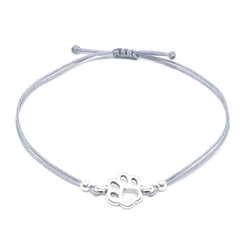 Paw Print Bracelet Silver (Size Adjustable) Handmade Handcrafted Good Luck Bracelets Fashion Jewelry Women/Girls Gift Wrapped
