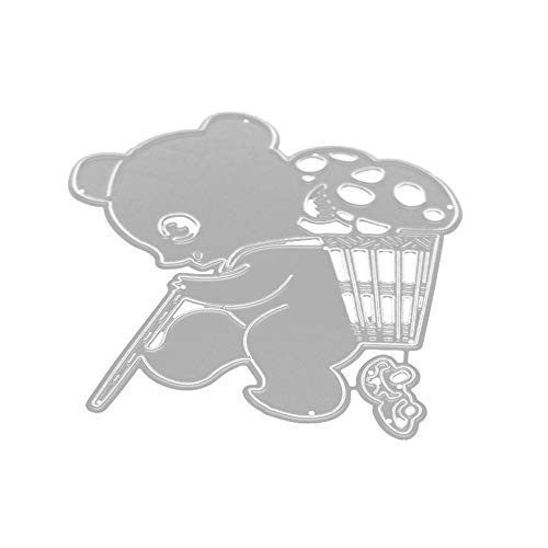 Lazzboy Cutting Dies Scrapbooking Metal Die Stencil Paper Card Craft for Sizzix Big Shot/Other Machines(B, Bear Mushroom)