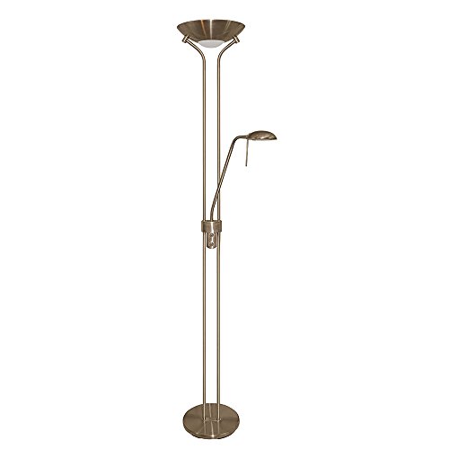 Mother And Child Floor Lamp Antique Brass 1X300 And 1X50 Watt Halogen Lamps. Dimmer Controlled