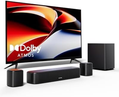 ULTIMEA Soundbar 5.1ch Compatibile con Dolby Atmos, Impianto Surround Sound bar per TV, Soundbar TV per Home Theater, Sound Bar con Subwoofer, 2 Altoparlanti Surround, HDMI eARC, Aura A50 Pro