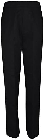 PINDERS Boys School Uniform Pull up Trousers Black Grey Navy Half Elasticated All Sizes (8-9, Black)