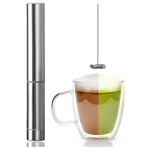 InstaCuppa Travel Milk Frother Handheld Battery Operated Electric Whisker, Foam Maker, Coffee Beater with Stainless Steel Travel Casing