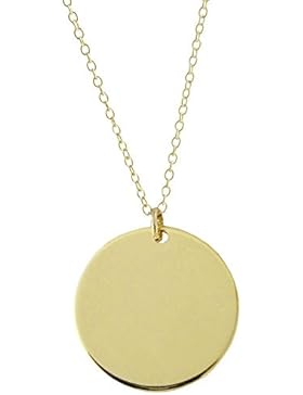 Masbelleza - echt Silber 925 Plättchen Kette in Gold 50cm - Feine Kette mit Kreis Anhänger, runder Anhänger in...