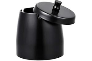 VIBOOS Aschenbecher für Draussen,Aschenbecher mit deckel,Winddichter Aschenbecher aus Edelstahl für das Home Office, den Desktop, die Terrasse, den Balkon im Freien(Schwarz, Groß-10×9×10)