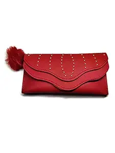 Wallet | Hand Clutch | Hand Purse for Girls/Women in PU-Leather in Red Colour(Single Flap) by Ragini Creations