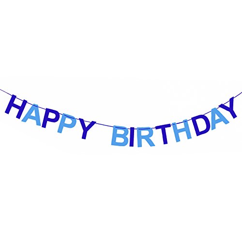 Oblique-Unique® Happy Birthday Girlande in Blau für Junge aus echtem Filz – Geburtstag Party Dekoration - 3