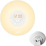 Sunvito Wake Up Light Sunrise Alarm Clock 7 Colors Night Light with Nature Sounds,Snooze Function,FM Radio,Touch Control and USB Charger