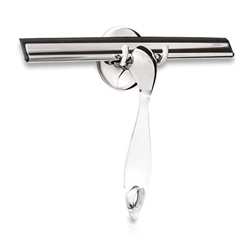 Preisvergleich Produktbild Clear4 Duschabzieher - Universeller Fensterabzieher fur saubere Duschkabinen - Ergonomischer Duschkabinenabzieher zur Reinigung / Abzieher Dusche als Glasabzieher mit Saugnapf-Halterung [ohne Bohren]