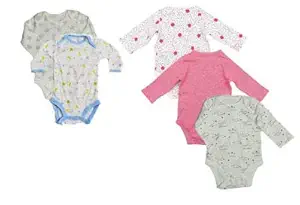 New Born Baby Boys and Girls Full Sleeves Bodysuit Romper top Combo Set of 5 in Stylish Multiple Designs and Color Pattern Assorted Mix (Multi-color7, 12-18 Months)