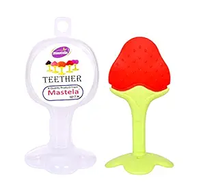 Mastela? Single Silicone Fruit Shape Teether for Baby/Toddlers/Infants/Children (Strawberry, Pack of 1)