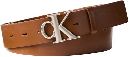 Calvin Klein Cinture da uomo CK BUCKLE TUMBLED 35MM LV04D7016G, MARRONE (CK Cognac/Peltro), 130, Marrone (Ck Cognac/Peltro), 130 cm