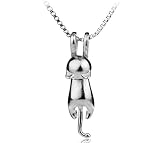 findout 925 3D plata rojo verde / ojos de gato lindo / amante mate superficie / collar pendiente suave (f1581)