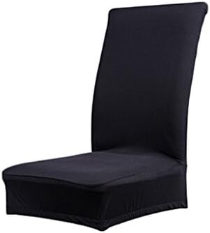 Vangaret Spandex Stretch Removable Washable Short Hotel Dining Chair Protect Cover Slipcover Stretchy Seat Cover, Banquet Chair Seat Cover for Hotel, Wedding and Ceremony (Black)