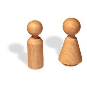 4 Figurenkegel aus Holz 50 mm Knabe