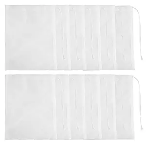 SLSON 12 Pcs Media Filter Bag Aquarium Fine 180 Micron Mesh Filter Bags Reusable Nylon Drawstring Bags for Fish Tank Activated Carbon,Charcoal,Bio Balls Filter Accessories,White