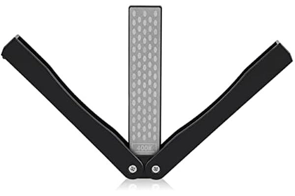FTVOGUE Pierre à Aiguiser Pliante Double Face, 400/600 Grain, en Diamant et Plastique, 23cm Longueur, Jaune et Noir, pour Camping et Randonnée