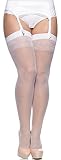 Hecho en la UE Merry Style Medias Finas Transparentes Autoadhesivas Tallas Grandes Mujer MS 167 20 DEN (Blanco, XL-XXL)