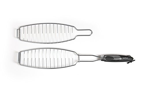 Rustler Grillroste / Grillwender Fisch in silber | 4er Set | verchromtes Metall | perfekt geeignet zum Grillen von ganzen Fischen - 4