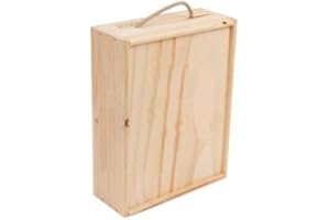 DELIEX DELICIAS DE EXTREMADURA Caja de madera para vino | 3 Botellas | Cuerda en asa y tapa DM deslizante | Perfecta para regalos Decoupage Almacenamiento Decoración Manualidades