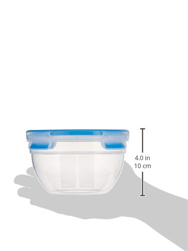 Emsa Runde Frischhaltedose mit Deckel, 1,1 Liter, Transparent/Blau, Clip & Close, 518096 - 2