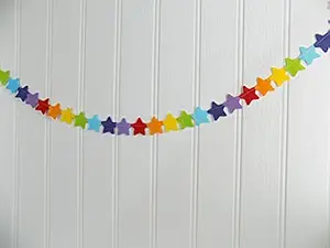 Crazy Crafts Star Rainbow Color Felt Plain Bunting/Hanging for Kids Room Decor (21 Stars)