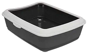 Smarty Pet Cat Litter Tray with Rim Perfect Starter for Toilet Training Your Kitten and Puppies Reduces Odor ( Grey) Large ( 59 ? 44 ? 18 cm )