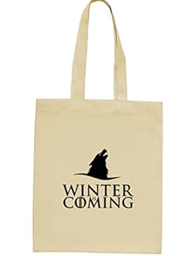 Serien natur Jutebeutel Stoffbeutel Wolf Winter Is Coming