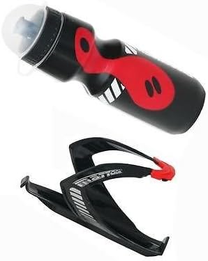 Outdoor Sports Bike Bicycle Cycling Drink Water Bottle + Holder Cage Rack[black,black]