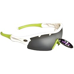 Rayzor professionnel léger UV400 Blanc SPORTS Wrap Tir à l'arc Lunettes de soleil, avec un 1 Piece ventilé fumé miroir anti-éblouissement Lens.