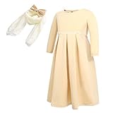 BURFLY Kleinkind Mädchen Ramadan Muslim Dubai Robe Traditionelles Kleid Langarm Kleid Arabisches Kopftuch Set
