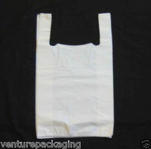 3XVenture Packaging Supplies 1000 x Large White Plastic Vest Carrier Bags (11x17x21)