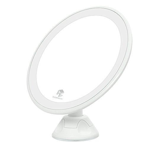 Kosmetikspiegel mit LED Beleuchtung,iHome&iLife LED Beleuchtung Badspiegel Drehspiegel Lade Saugnapf Spiegel 7-Fach Schminkspiegel Rasierspiegel Kosmetikspiegel Im Badezimmer Für Bad Dusche