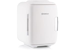 Subcold Classic4 Mini Kühlschrank - kühlt und heizt | 4 Liter / 6 Dosen 330ml | 220V / USB | Tragbarer kleiner Kühlschrank für Zimmer, Kosmetik, Büros, Auto, (weiß)