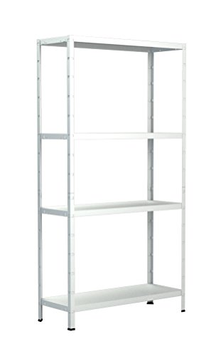 Regal Steckregal weiß Metall 180x80x40cm Regalsystem Steckregalsystem 4 Metall-Böden Traglast 260kg einfache Montage durch Stecksystem kein Verschrauben Schulte
