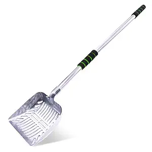 SunGrow Long Handle Cat Litter Scoop, 32x12 Inches, Saves Your Back, Comfort Grip Alleviate Hand Fatigue, Non-Stick Aluminum Scoop Catches All Clumps, Wide Scoop Makes Cleaning Quick, 1 Piece