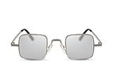 Cheapass Sonnenbrille Silber-n Getönt UV-400 Recht-eckig Würfel Metall Damen Herren