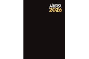 Agenda 2026 Settimanale: 1 settimana su 2 pagine, Grande formato A4, 12 mesi, Presentazione verticale, in italiano – Nero