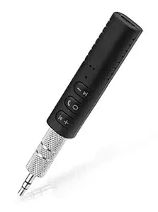 DUETMI C004 Bluetooth 5.0 Receiver for Car, Bluetooth AUX Adapter, Bluetooth Music Receiver for Home/Car Stereo, Wired Headphones, Hands-Free Calls for All Smartphone, Tablets (Black)