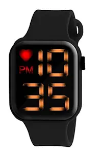 WRIGHTRACK Latest New Generation Sports Digital Square Black Dial Day Date Calendar Yellow LED Watch for Boys, Girls & Kids (Black)